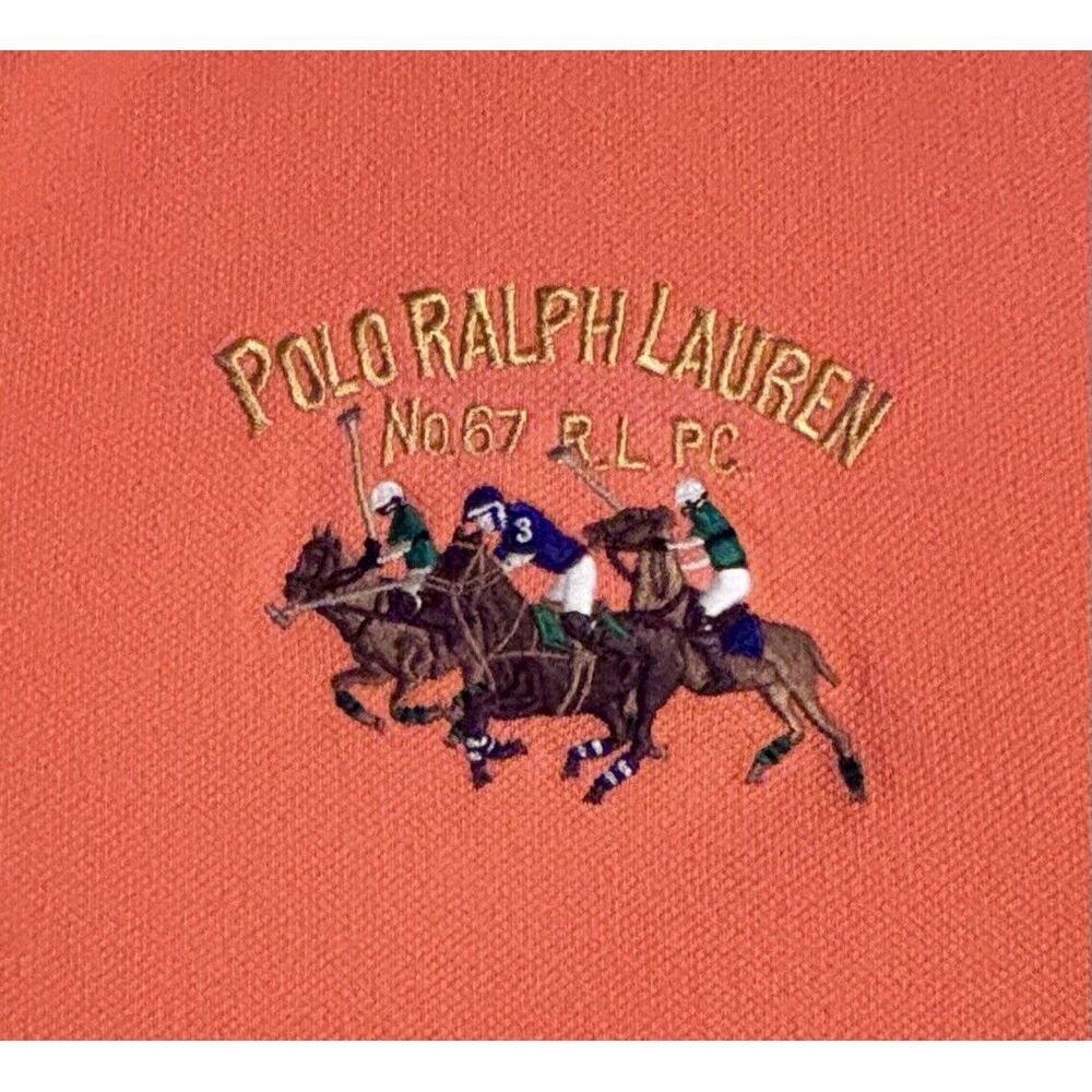 Polo Ralph Lauren Shirt Unisex Orange XXL Has 3‎ horses in colorful embroidery